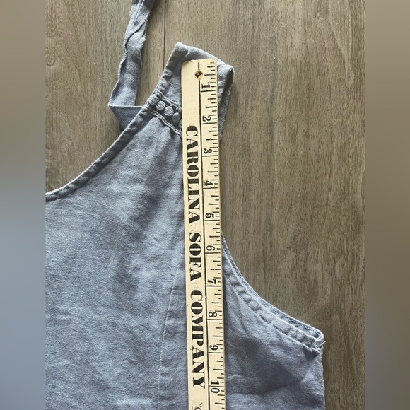 Terzo Millennio Blue Linen Sleeveless Tie Back Ruffles Dress Women’s Medium - Picture 11 of 11